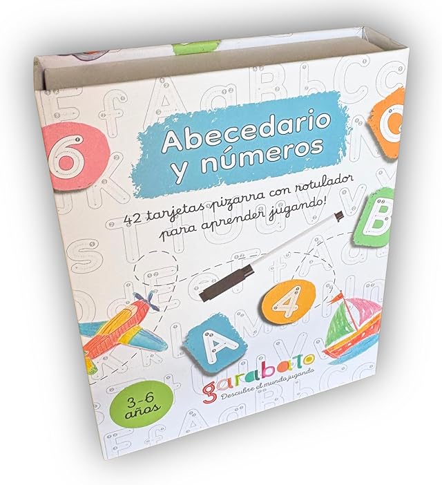 Tarjetas Educativas Abecedario Español XL – Letras Mayúsculas y Minúsculas + Números 1 al 10 – Juego Educativo 3 a 6 Años – Flashcards Montessori Borrables con Rotulador y Caja Magnética