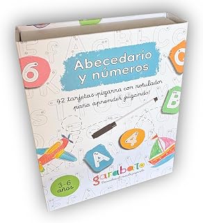 Tarjetas Educativas Abecedario Español XL – Letras Mayúsculas y Minúsculas + Números 1 al 10 – Juego Educativo 3 a 6 Años – Flashcards Montessori Borrables con Rotulador y Caja Magnética