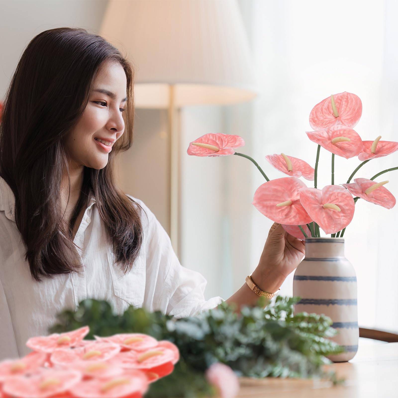 Amazon.com: Hanaive 20 Pcs Artificial Anthurium Flowers, Pink