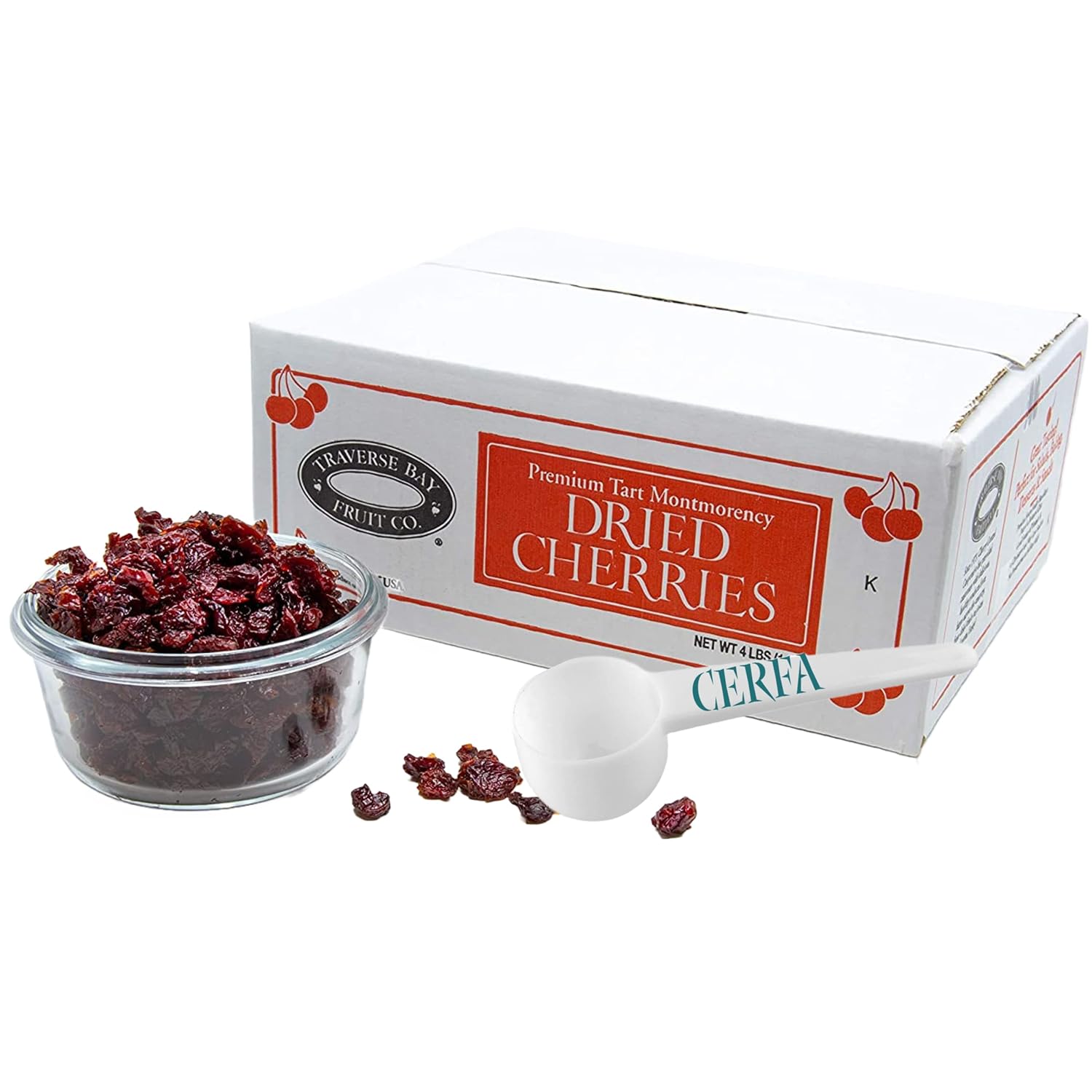 TraverseBay Fruit Dried Cherries, 4 Pound Includes Cerfa Measuring Spoon