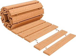 8ft Wooden Garden Pathway, Adjustable-Length Roll Out Walkway for Outdoor Patios & Paths, Weather-Resistant & Non-Slip Surface for Garden, Backyard, Beach, Wedding Party