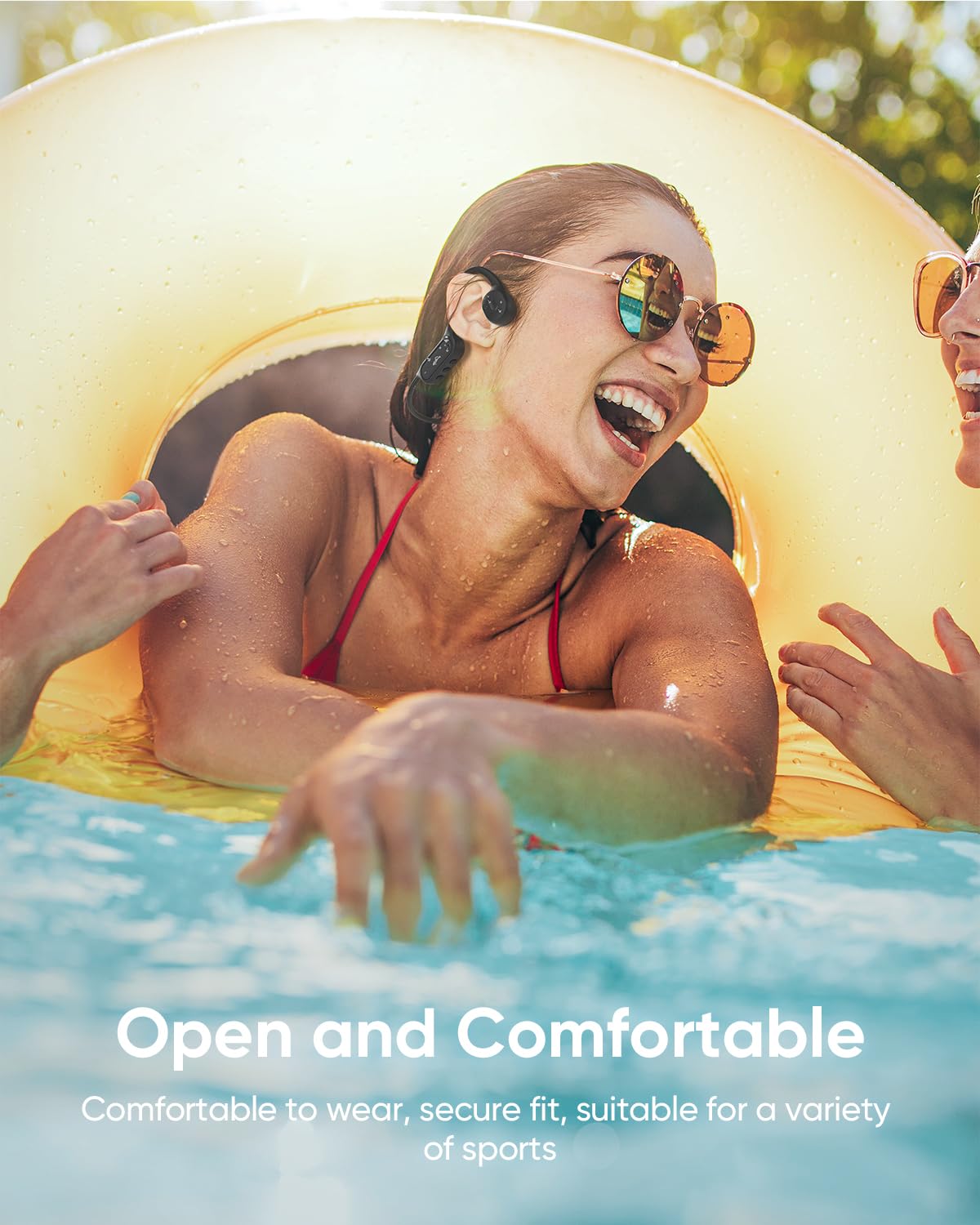 Swimming Headphones Bluetooth 6.1,IP68 Waterproof Bone Conduction Headphones,Wireless Open Earphones Built-in 32GB with MP3 Player,Underwater Sports Earphones for Swimming, Running, Cycling,Workout - 4