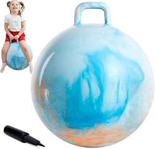 Upper Rider Clouds Hopper Ball for Kids,20 Inch Bouncy Ball with Handle,Inflatable Hopping Toys for Boys Girls Aged 6-12, Indoor Outdoor Jumping Toys Gift with Pump
