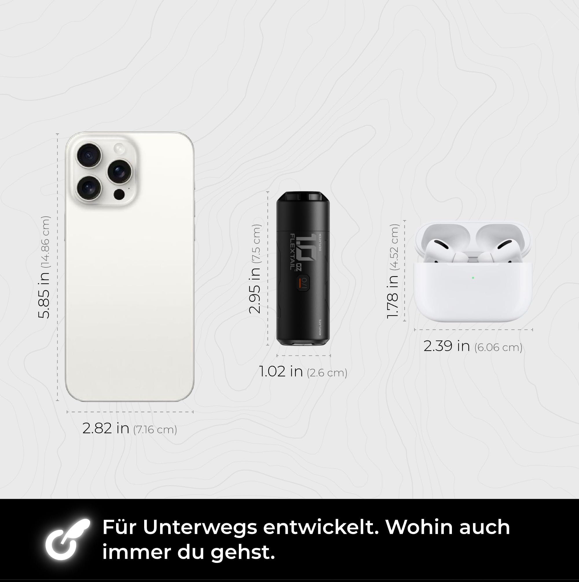 FLEXTAILGEAR Mini Luftpumpe, 28g Ultraleicht, 3,5kPa 200L/min Schnelles Auf- & Abpumpen, Austauschbarer Akku, 6 Düsen für Campingmatten, Luftmatratzen, Vakuumbeutel & Poolspielzeuge