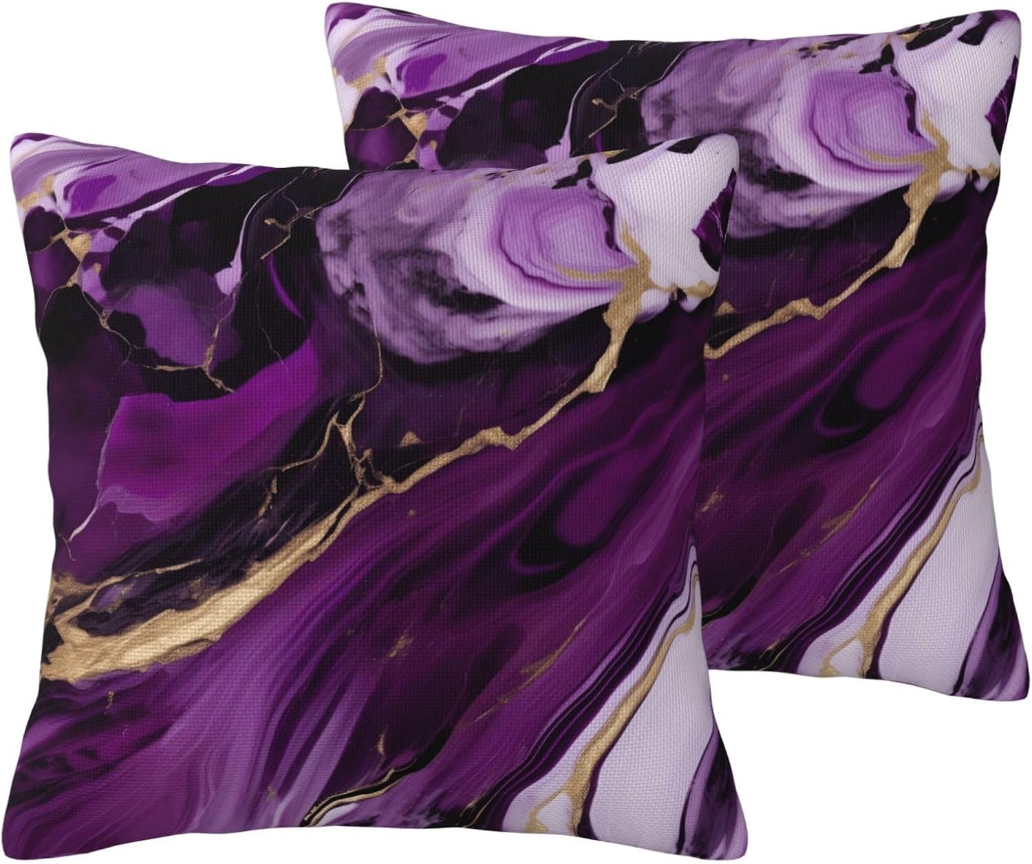 Dark Purple Texture Marble 1 Imitation Linen Pillowcase -2 Sets, Fashionable Home Decoration, Used for Sofas, Gardens, beds