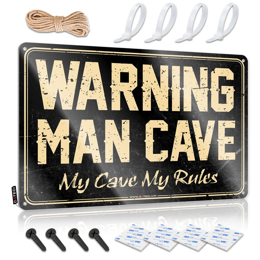HELIOFORGE Wall Decor Metal Tin Sign Warning Man Cave My, Rules Sign Funny Signs For Bar Metal Signs For Bar(30X40CM)