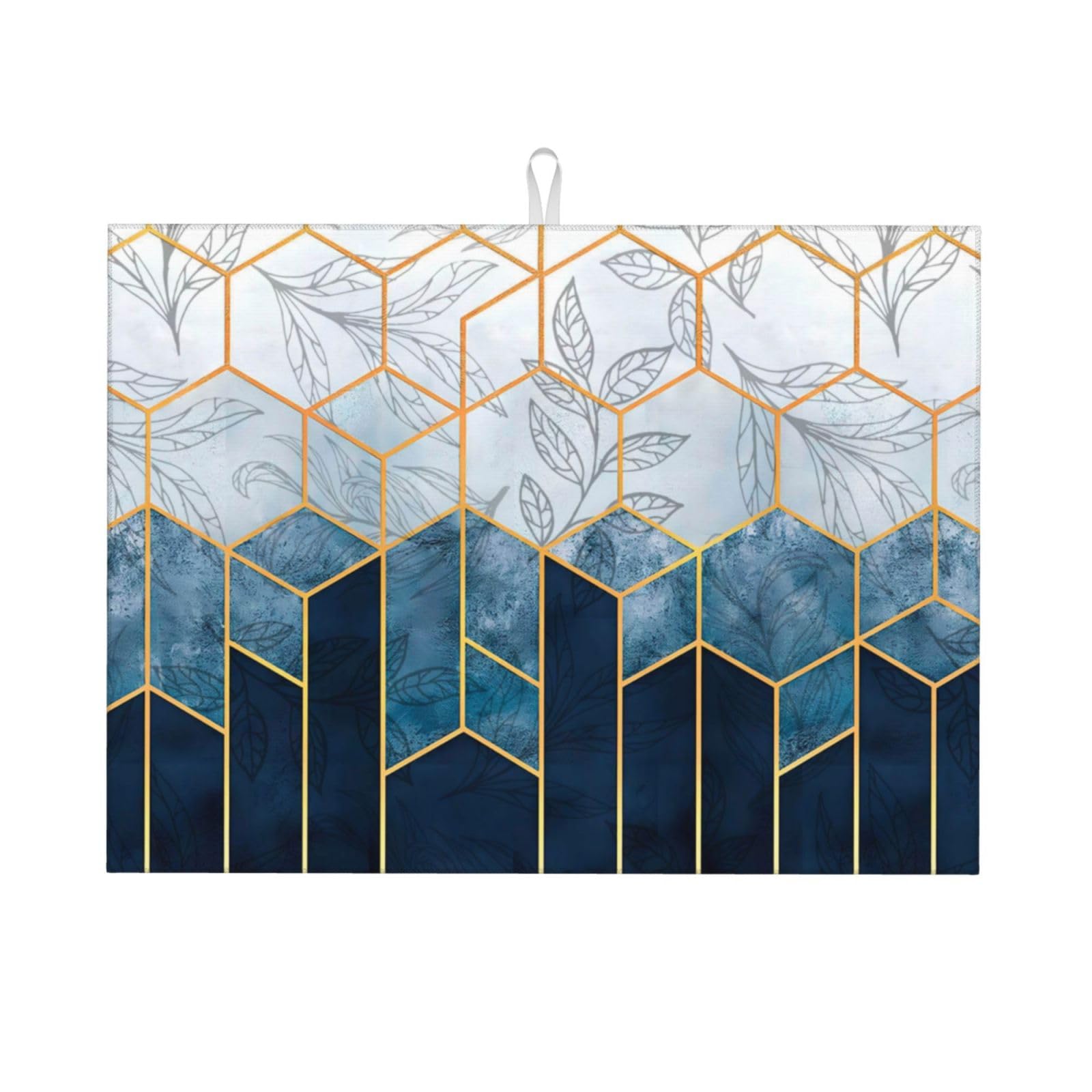 Blue Marble Texture Leaves Dish Drying Mat 18x24 For Kitchen Counter Absorbent Microfiber Dishes Pad Dish Drainer Rack Mats Fast Dry Kitchen Accessories