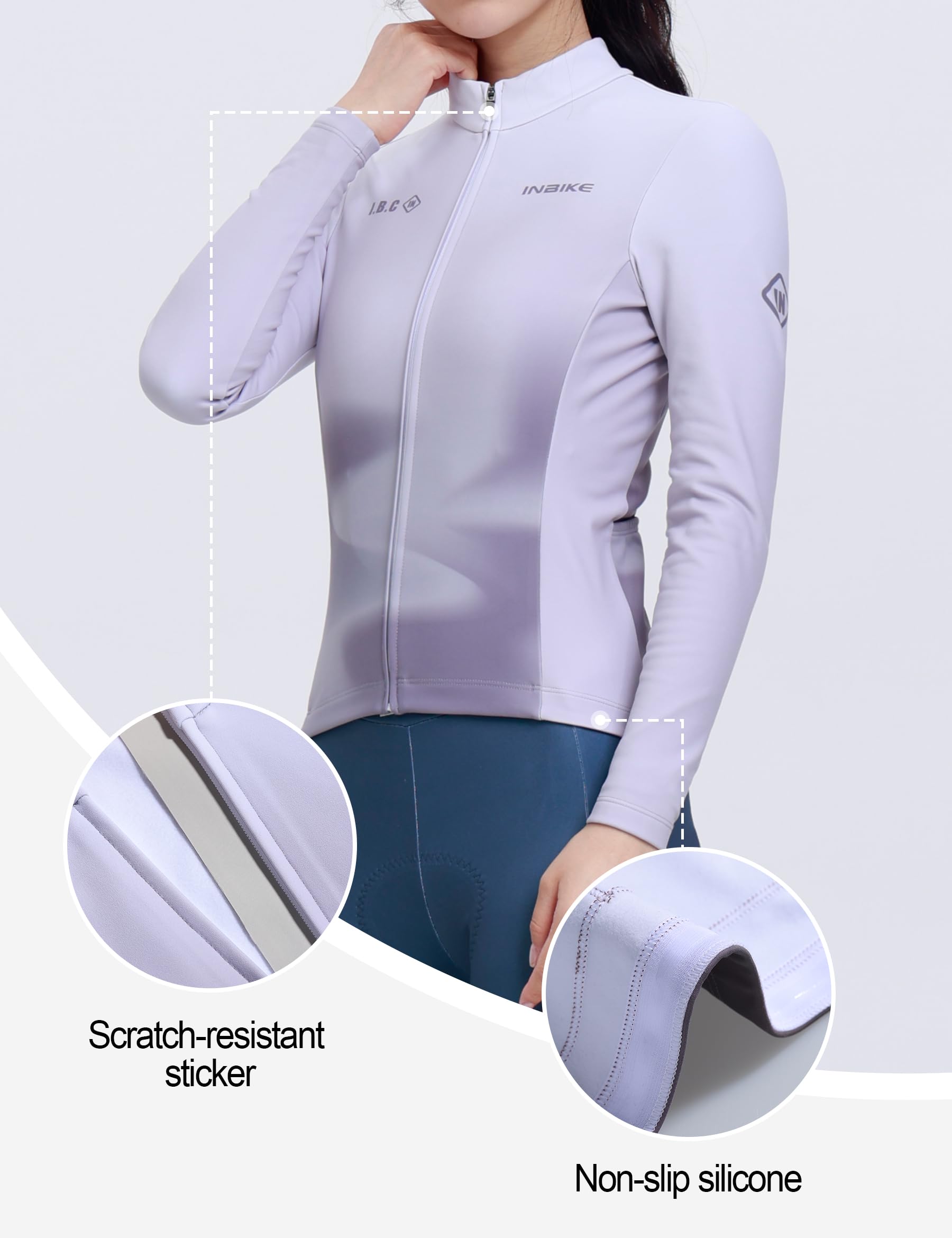 INBIKE Maglia Ciclismo Donna Invernale Giacca Ciclismo in Pile Giacca Bici Donna Antivento Termico Aderente per MTB Bici Running