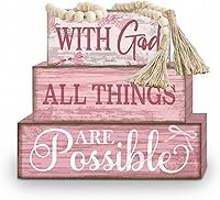 Vista 62 de 4 letreros de madera para decoración de mesa de granja, hojas de eucalipto rústicas, letrero de bloque de campo, Always Stay Humble and Kind, centro