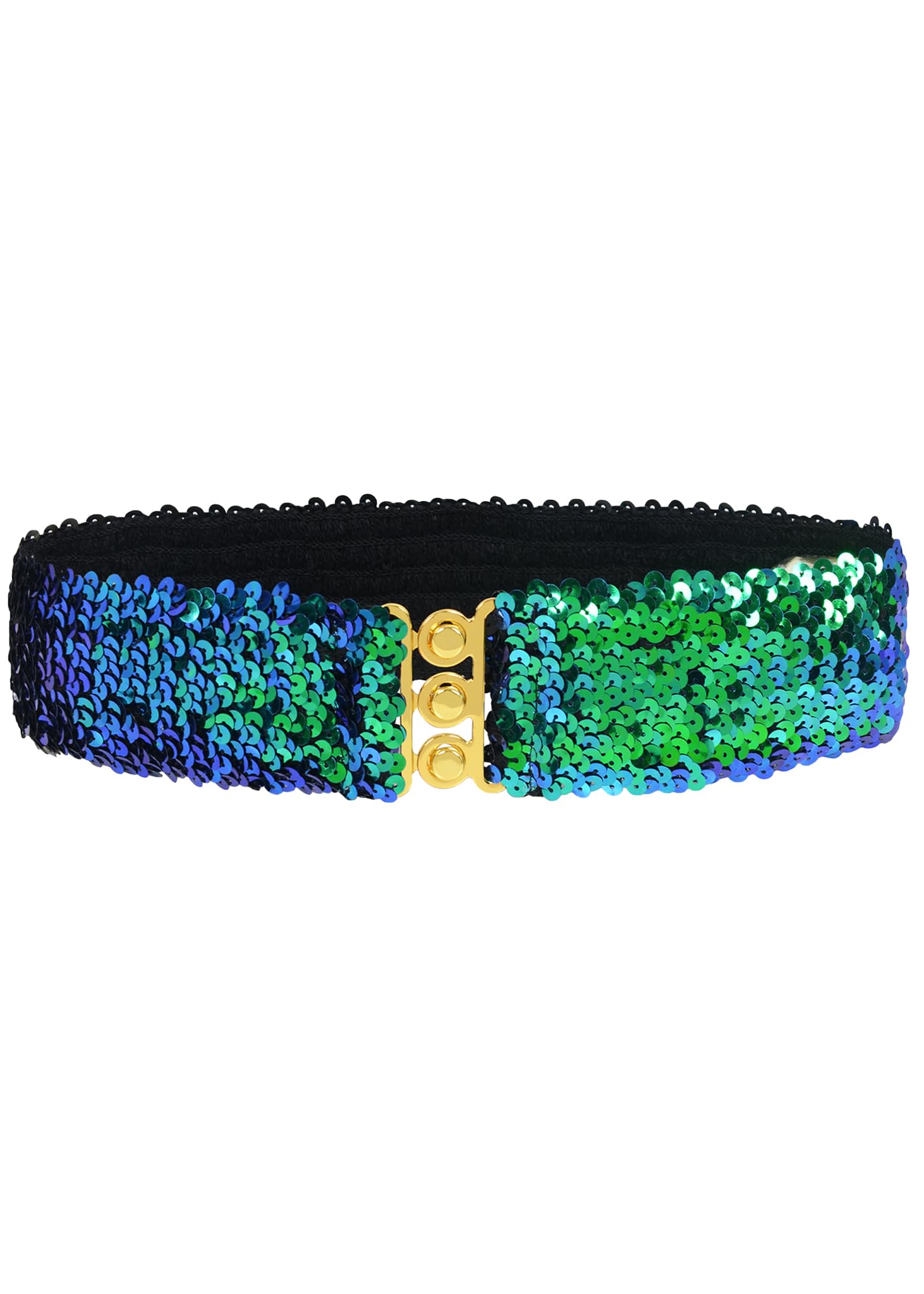 Anna-Kaci Women's Glitter Sequin Belts Stretchy Sparkly Cinch Belt Disco Party Costume Elastic Waist Accessory