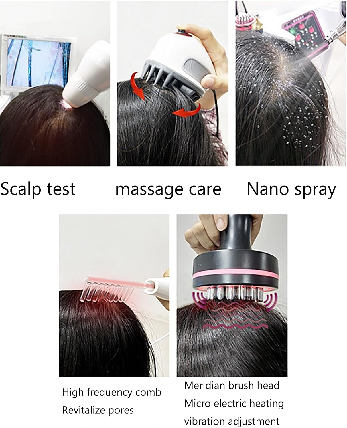 Skin Hair Analyzer, Hair Follicle Analyser Machine LCD Screen, LCD Screen, Testing Facial Skin Diagnosis System, Dredge Meridians and Deep Massage, for Home Use, Salon Spa