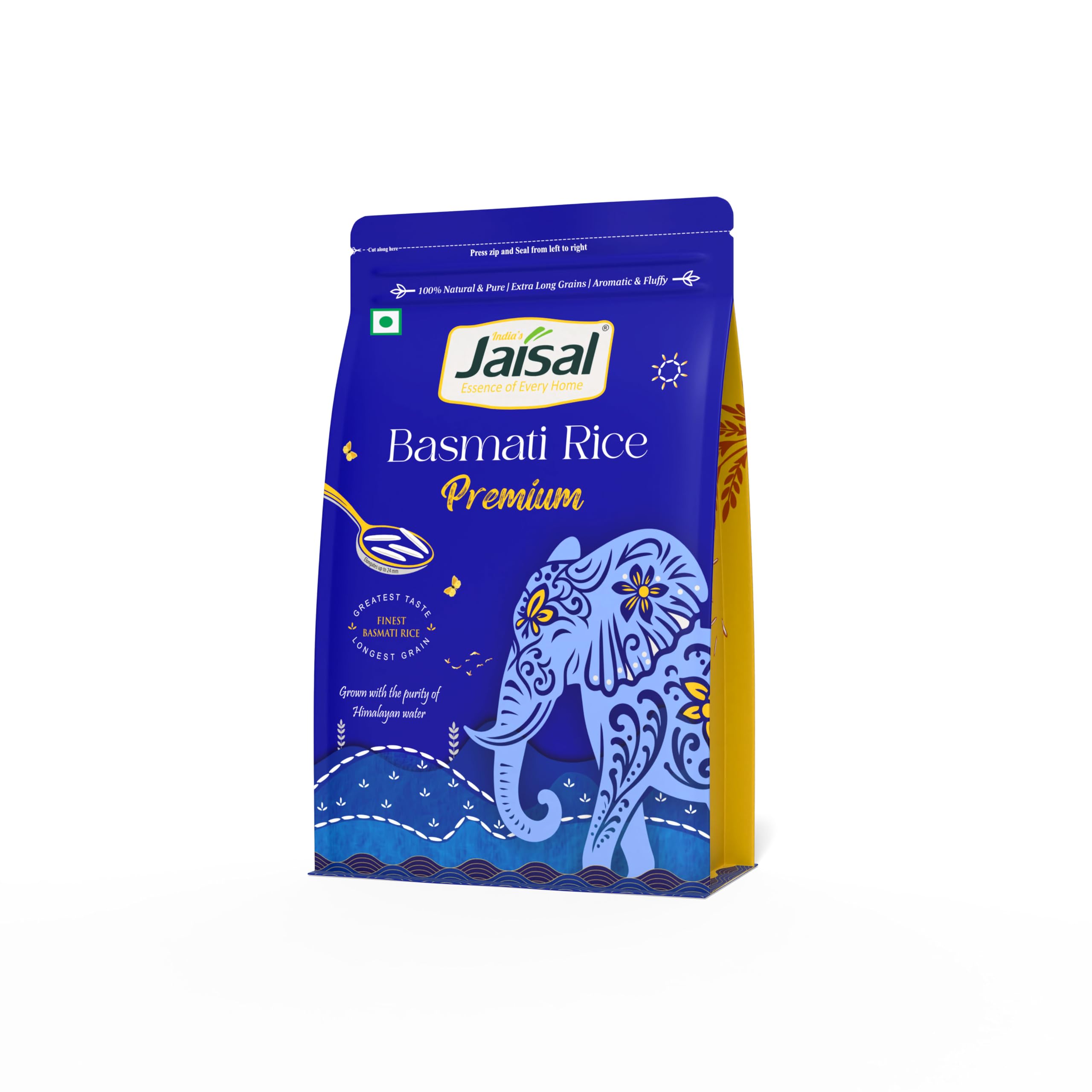 Jaisal Premium Basmati Rice 1kg | Punjab Steam XXXL | Extra Long Grain Elongates Up to 24mm | Aged 2 Years | Aromatic & Fluffy Texture | Ideal for Biryani, Pulao & Daily Cooking-image-42