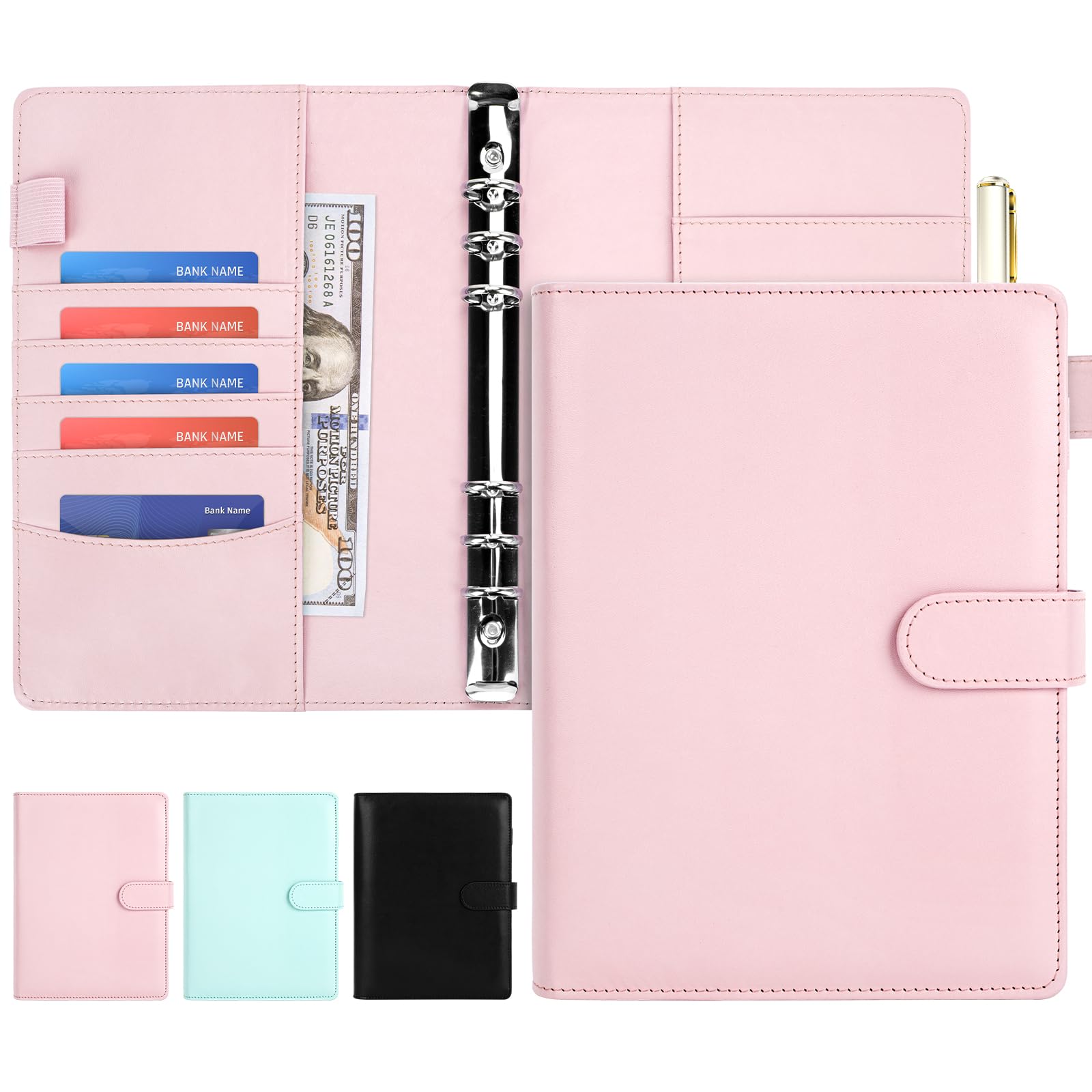 Onlyesh A5 Ring Binder, Refillable A5 6 Ring Binder with Magnetic Buckle Closure, Inner Paper Not Included