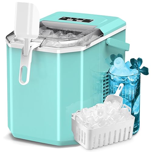 ZAFRO Countertop Ice Maker, 26.5Lbs/24H, 9 Bullet Cubes in 6