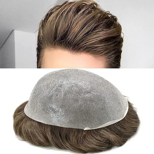 Miniatura 28 de Hombres Toupee 100% Europeo Remy Cabello Humano Piezas 0.002 in Ultra Delgado Piel Sistema de Reemplazo de Pelo Toupee para Hombres Protesis Capilar