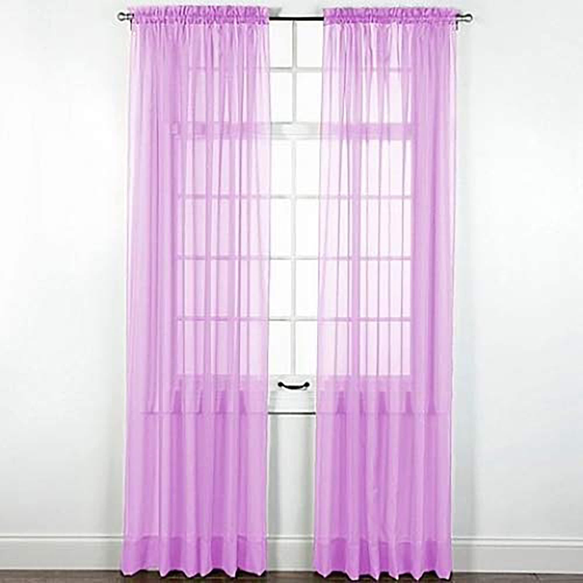 Sapphire Home Lilac Sheer Curtains - 63 Inches Length, 2 Panels Set Sheer Drapes, Light Filtering Textured Window Curtain for Living Room, Bedroom, Kitchen, and Dining Room - 54"x63", Lilac