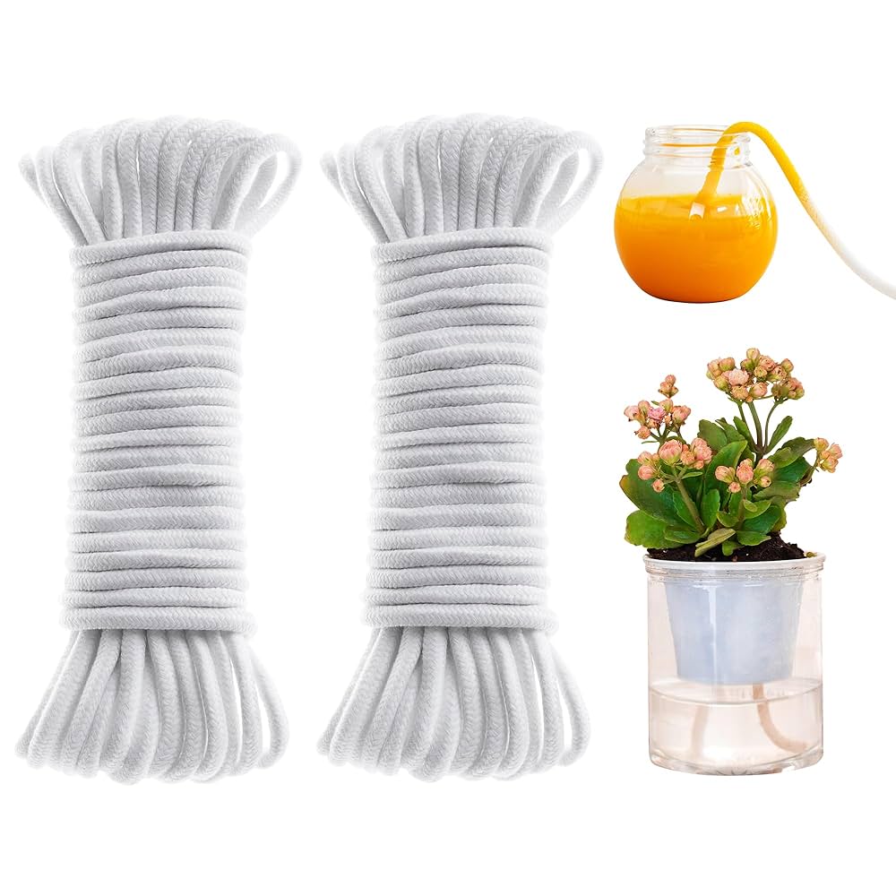 Watering Wicks For Plants 130 Feet Self Watering Wick Cord Watering Rope For Indoor Outdoor Potted Plant Self-watering Planter Pots DIY Automatic Watering Device System Potted Plant Self Watering Devices