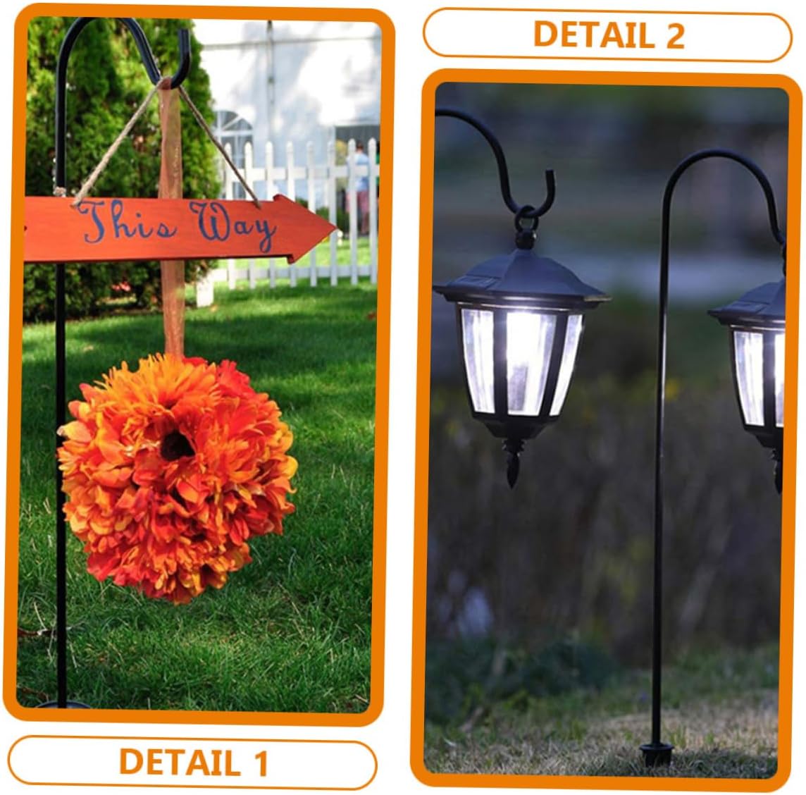 BESPORTBLE 6pcs Shepherd Hooks Garden Stake Iron Outdoor Hooks for Solar Lights Decorative