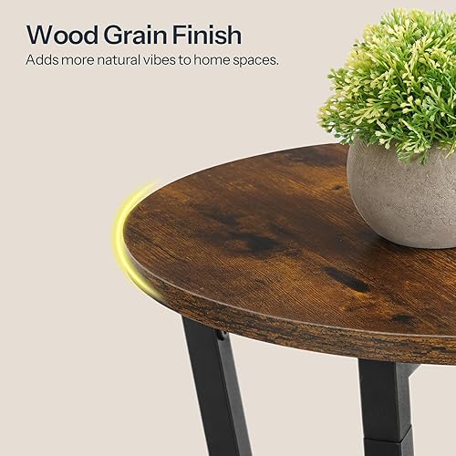 Miniatura 6 de HOOBRO Mesa auxiliar redonda, mesa auxiliar de sofá de 2 niveles, mesita de noche de almacenamiento pequeña, para espacios pequeños, mesa decorativa