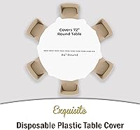 Vista 4 de Party Solids Mantel redondo de plástico blanco, 84 pulgadas, paquete de 24