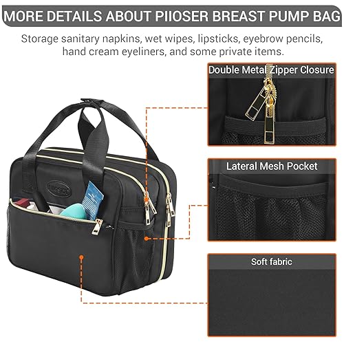 Miniatura 4 de PIIOSER Bolsa enfriadora de leche materna con bolsa de hielo, compatible con extractores de leche portátiles y accesorios, estuche de transporte