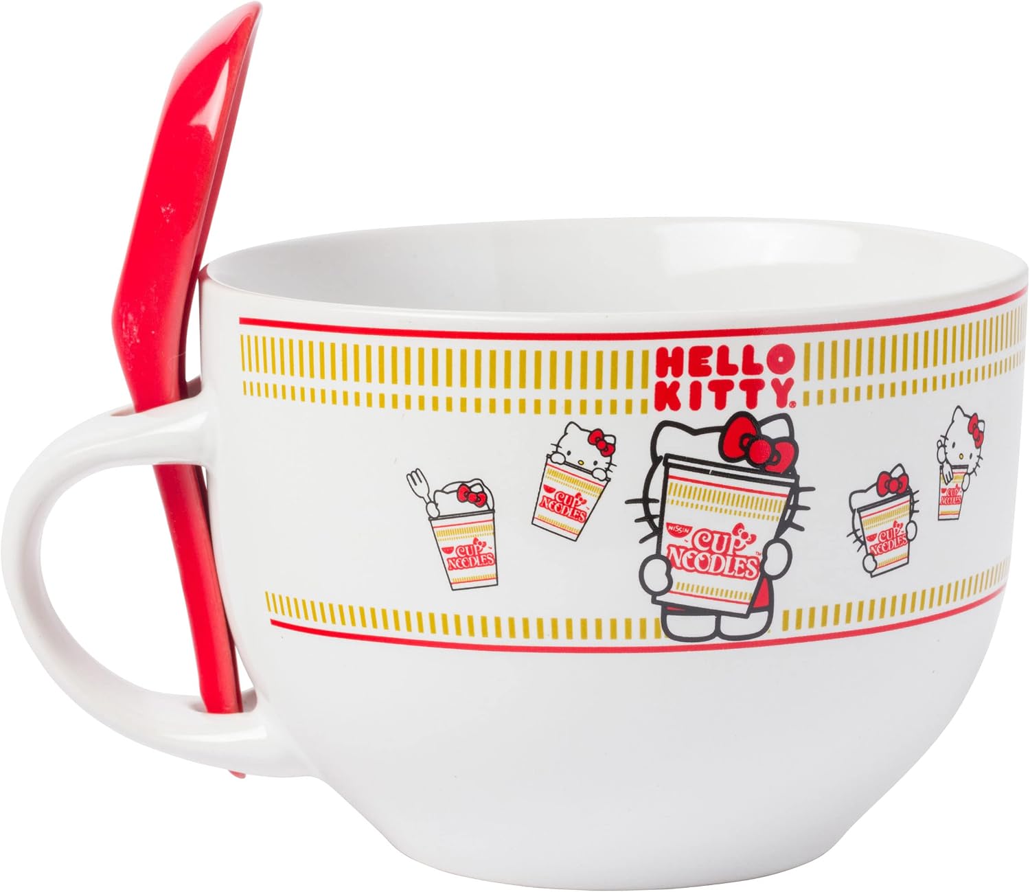 Silver Buffalo Hello Kitty Original More Than Soup Boxed Ceramic Soup Mug with Spoon, 24 Ounces