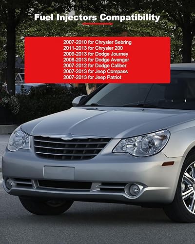 Miniatura 2 de 4 inyectores de combustible de gran rendimiento 4891577AC compatibles para 2011-2013 para 200 2 puertas convertibles 2.4L 2007-2013 para Patriot