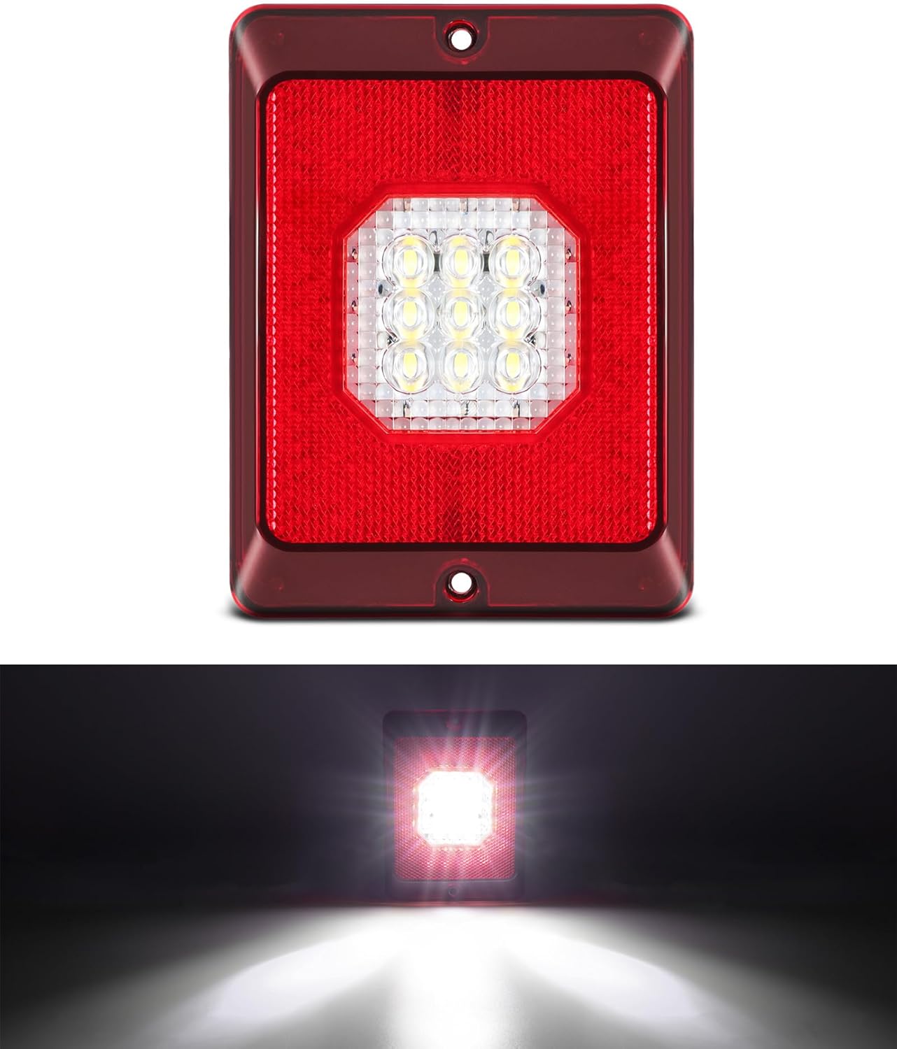 Partsam RV Tail Light Module Reverse Backup Lights Clear Lens 12V IP67 Waterproof Sealed Surface Mount Replacement for RV/Camper/Trailer Double/Triple LED Tail Lights