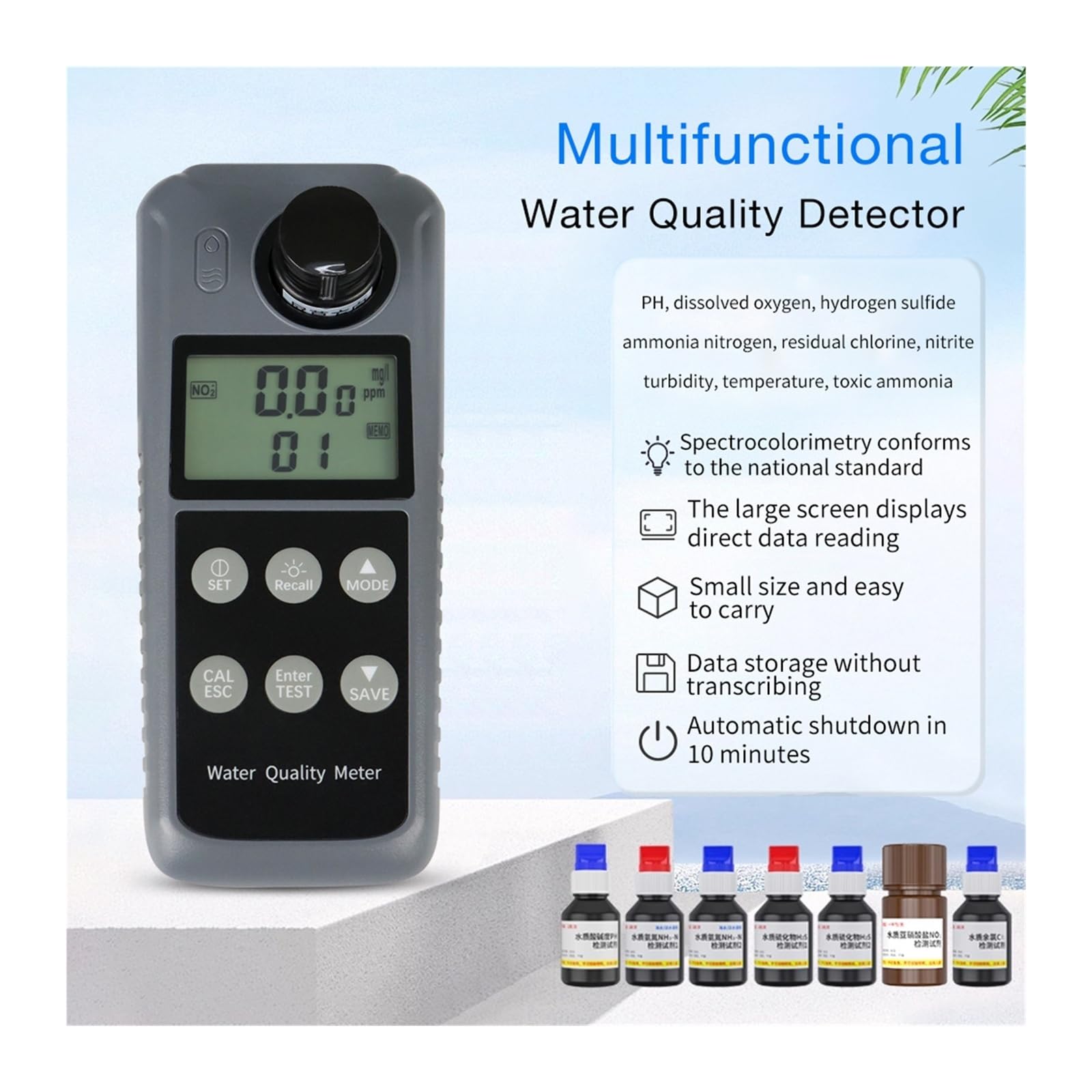 Testeur De Qualité De L'eau Multiparamètre PH860 for Piscine D'aquarium Haute sensibilité