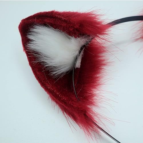 Miniatura 6 de Diadema de orejas de piel sintética con diseño de zorro de gato lindo disfraz de Halloween hecho a mano con orejas peludas
