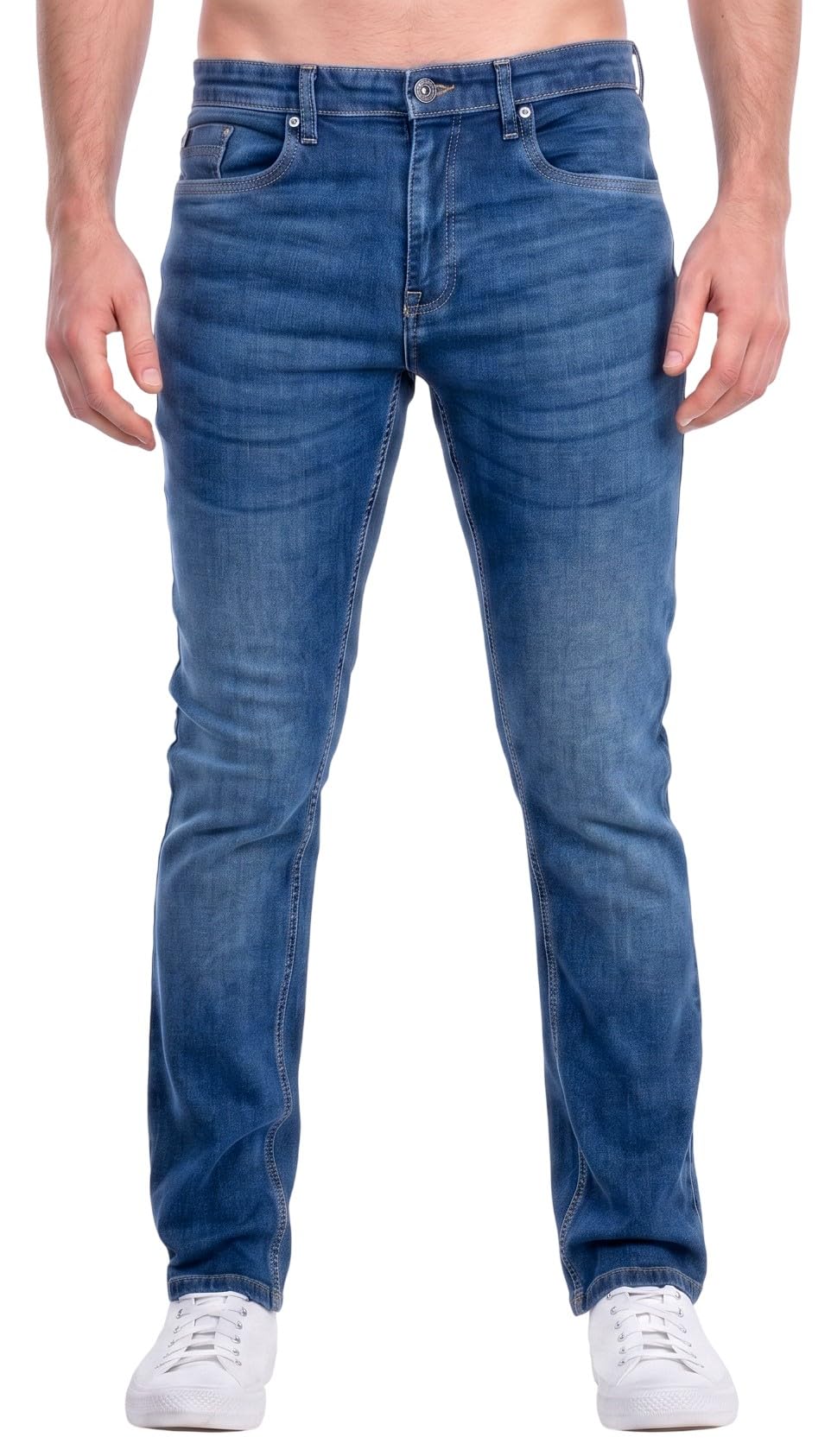 Firetrap Men's Stone Wash. Skinny Jeans Slim Fit Stretch Denim Trousers - Premium Cotton Designer Stretchable Pants For - Classic 5-Pocket Western Style Regular Waist Jeans Stone Wash 38W / 34L