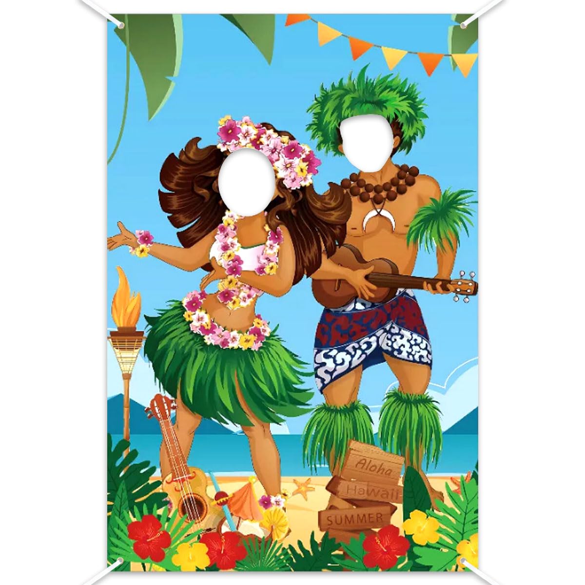 Decoración de Fiesta Hawaiana Foto, 180 x 90cm Fotos Tropical Hawaiana, Foto Prop de Pareja Luau, Photocall Hawaiano, Accesorios de Cabina de Fotos de Fiesta para Hawaiana