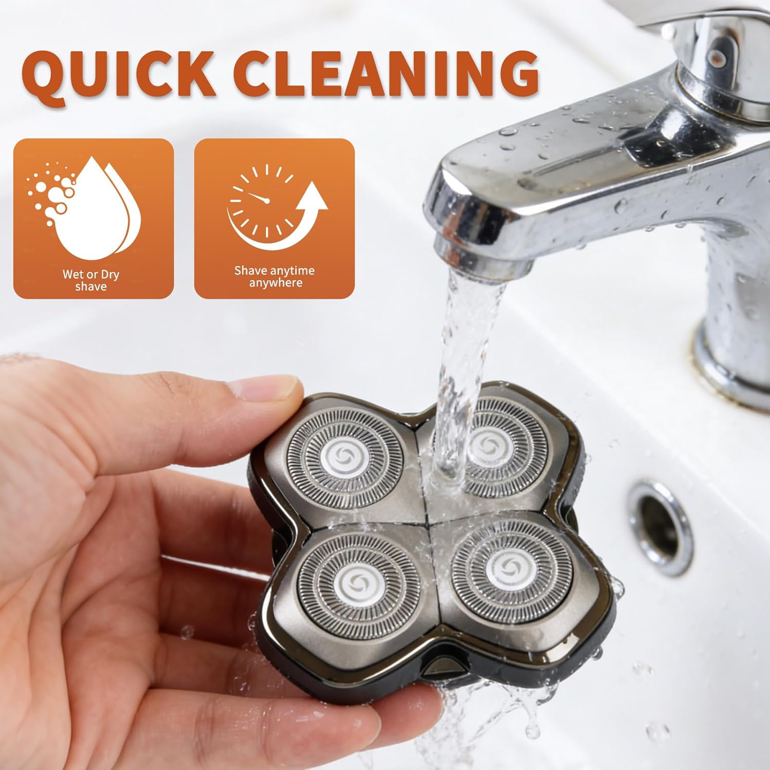 Replacement Blade Shaver PRO 2 Head for Electric Shaver Compatible with Skull Pitbull, Butterfly Kiss PRO & Palm Shavers with 4 Cleaning Brush (4Pack) - Image 3