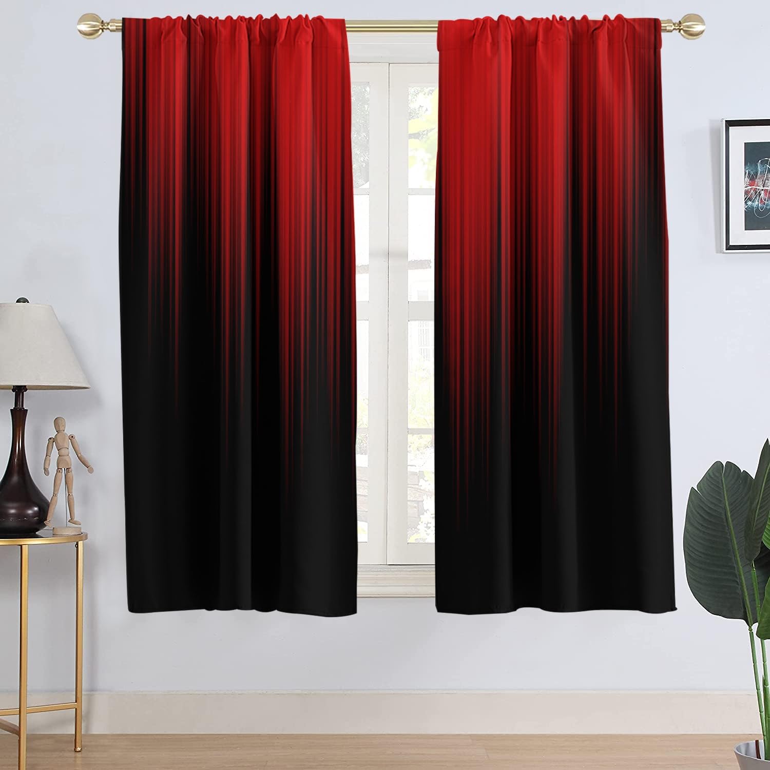 Amazon.com: AAtter Red and Black Window Curtain Ombre Boho Pattern ...
