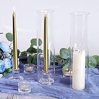 Vista 5 de VOHO Hurricane Candlestick Holders Set of 6, Clear Glass Hurricane Candle Holder for Centerpiece Table Decorations, Bottomless Hurricane Glass &