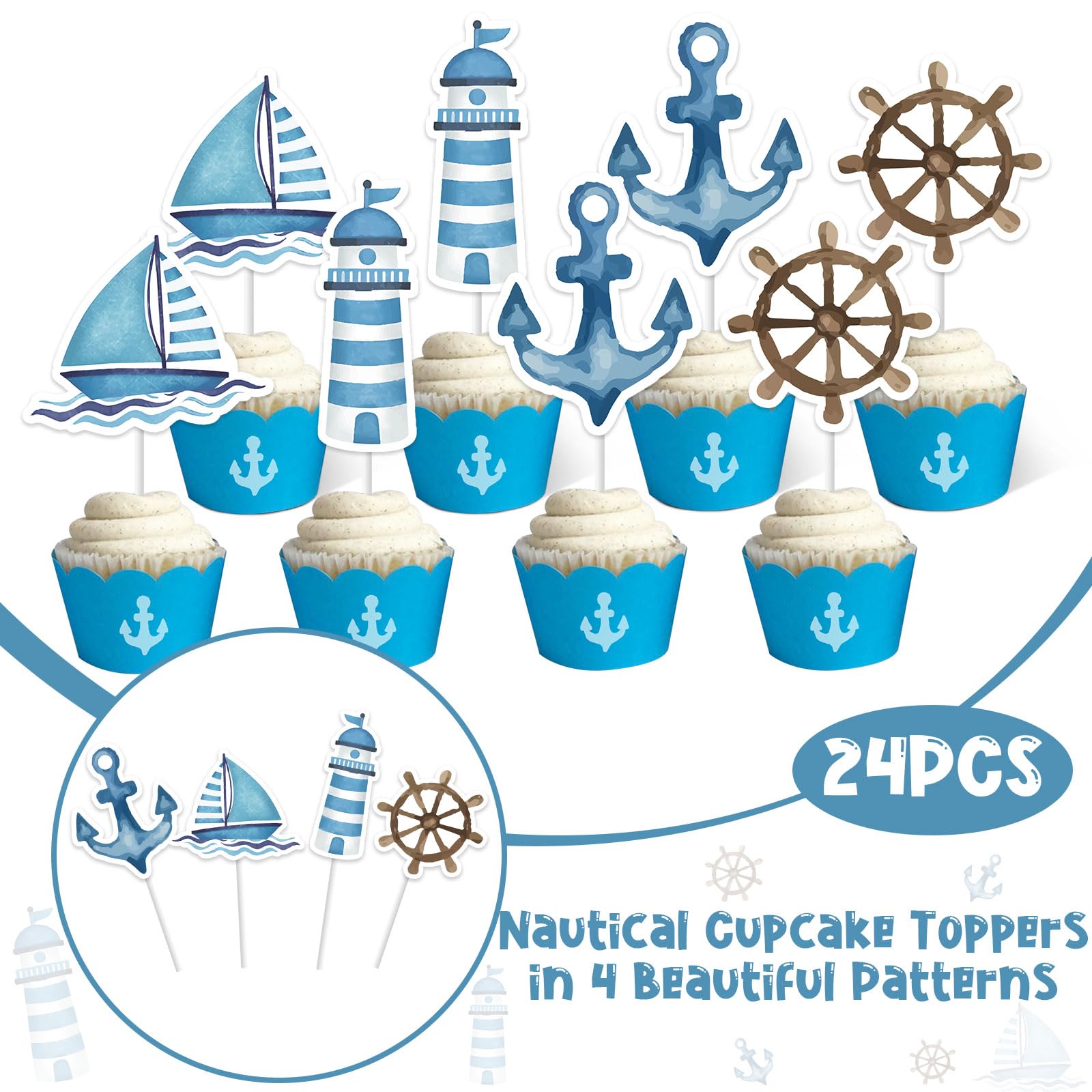 Nautical Cake Decorations Sailor Baby Shower Nautical Birthday Theme 5