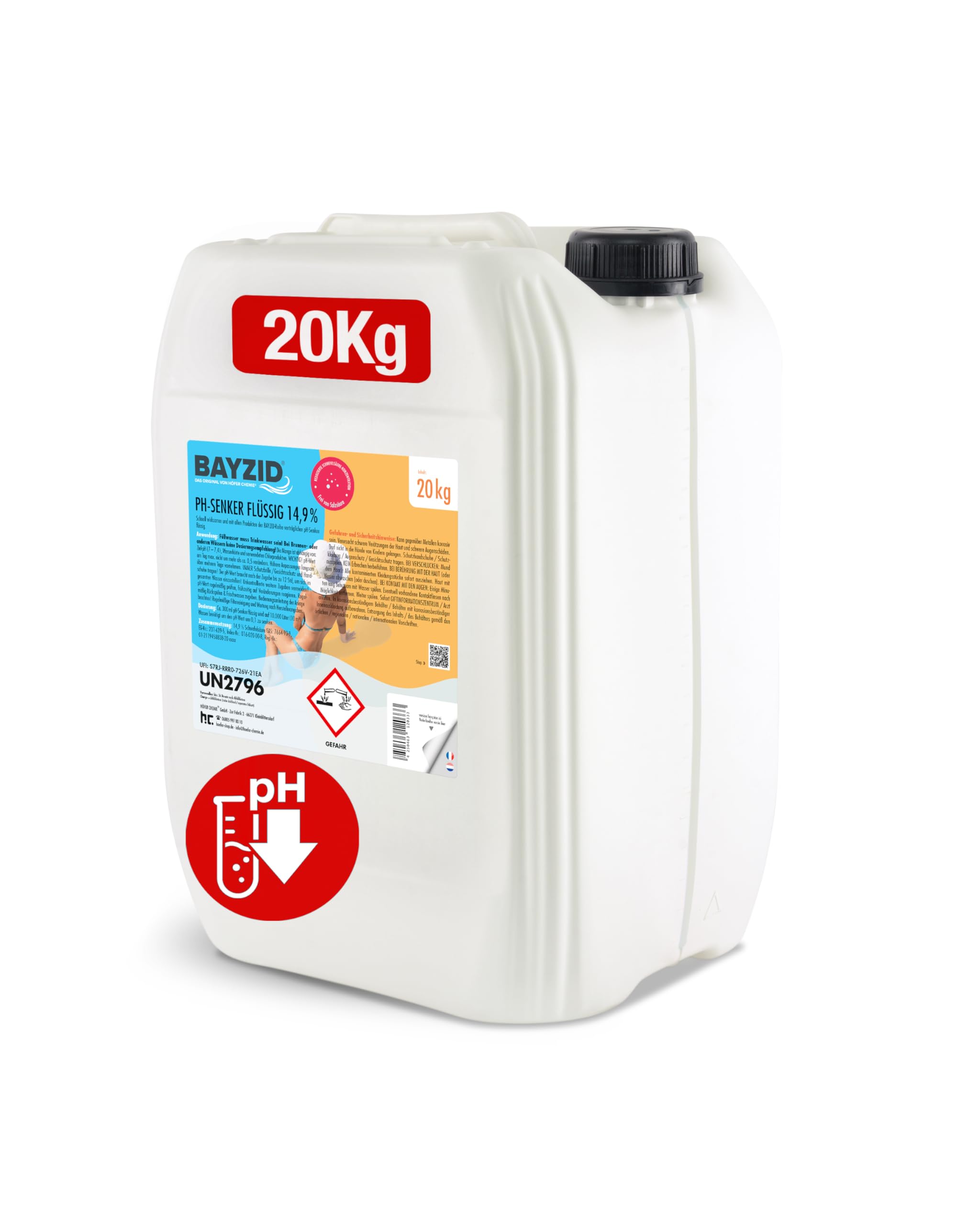 Höfer Chemie BAYZID pH Senker Minus 14,9% 20 kg für Pool Schwimmbad