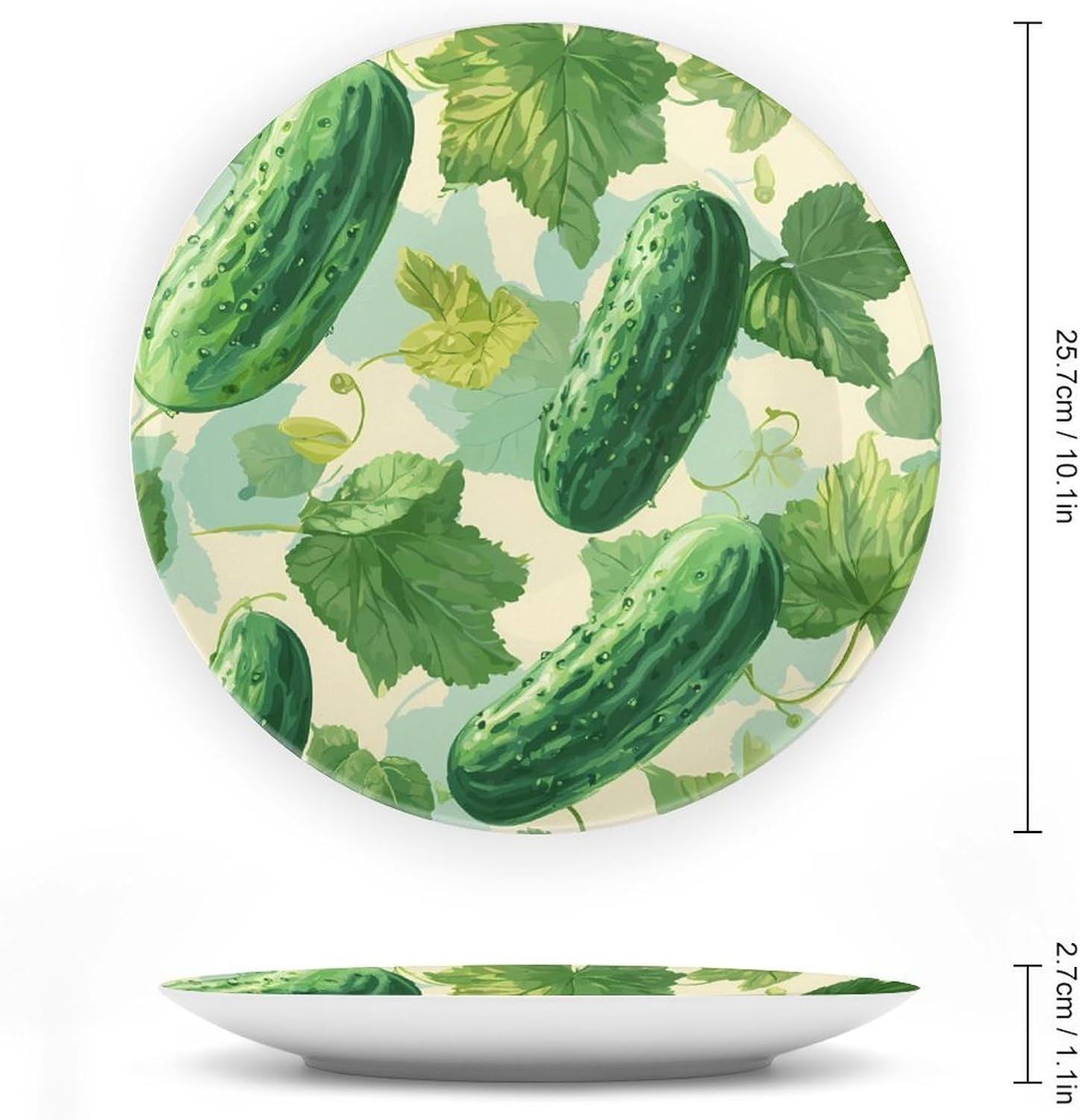 Cucumber Pickles Leaves Decorative Plates for Display Ceramic Plate Tray with Stand Hanger Home Decor