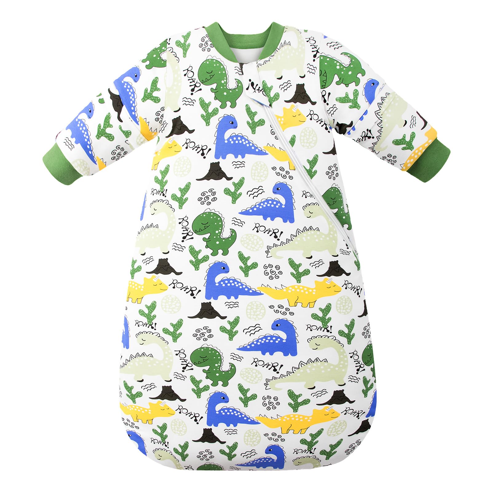 MIKAFEN Baby Sleeping Bag Winter 3.5 tog with removable sleeves, cotton sleeping bag with arms,Dinosaurs 68-80cm/6-14 Monate