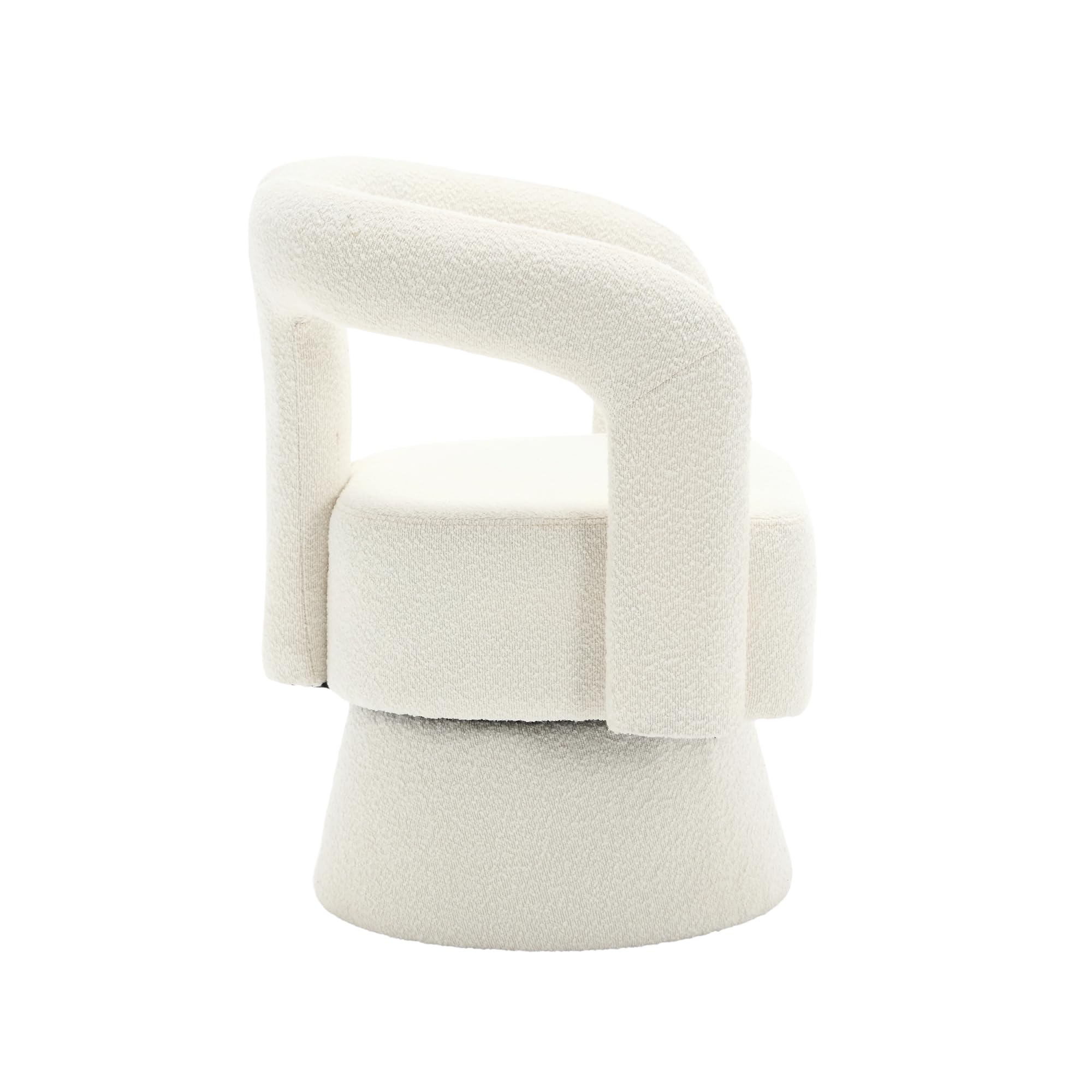 360 Grad Drehbare Kuschelfass-Akzentstühle, runde Sessel mit breiter Polsterung, Flauschiger Stoffsessel für Wohnzimmer, Schlafzimmer, Büro, Warteräume, Beige