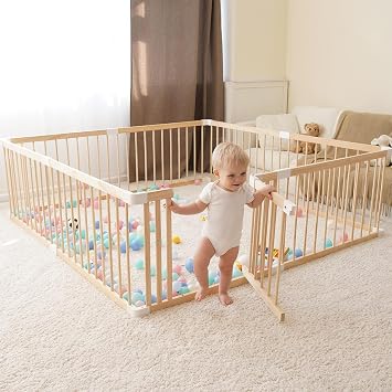 GGF 9555" Extra-Large Rectangular Wood Playpen, Toddler Fence