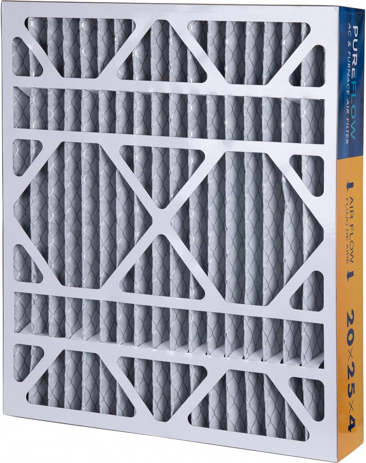 PUREFLOW Odor Control Home Air Filter MERV 13, 20x25x4 Furnace Filter, 4 Layer High Efficiency Filtration for Dust, Smoke, Fumes, Pollutants