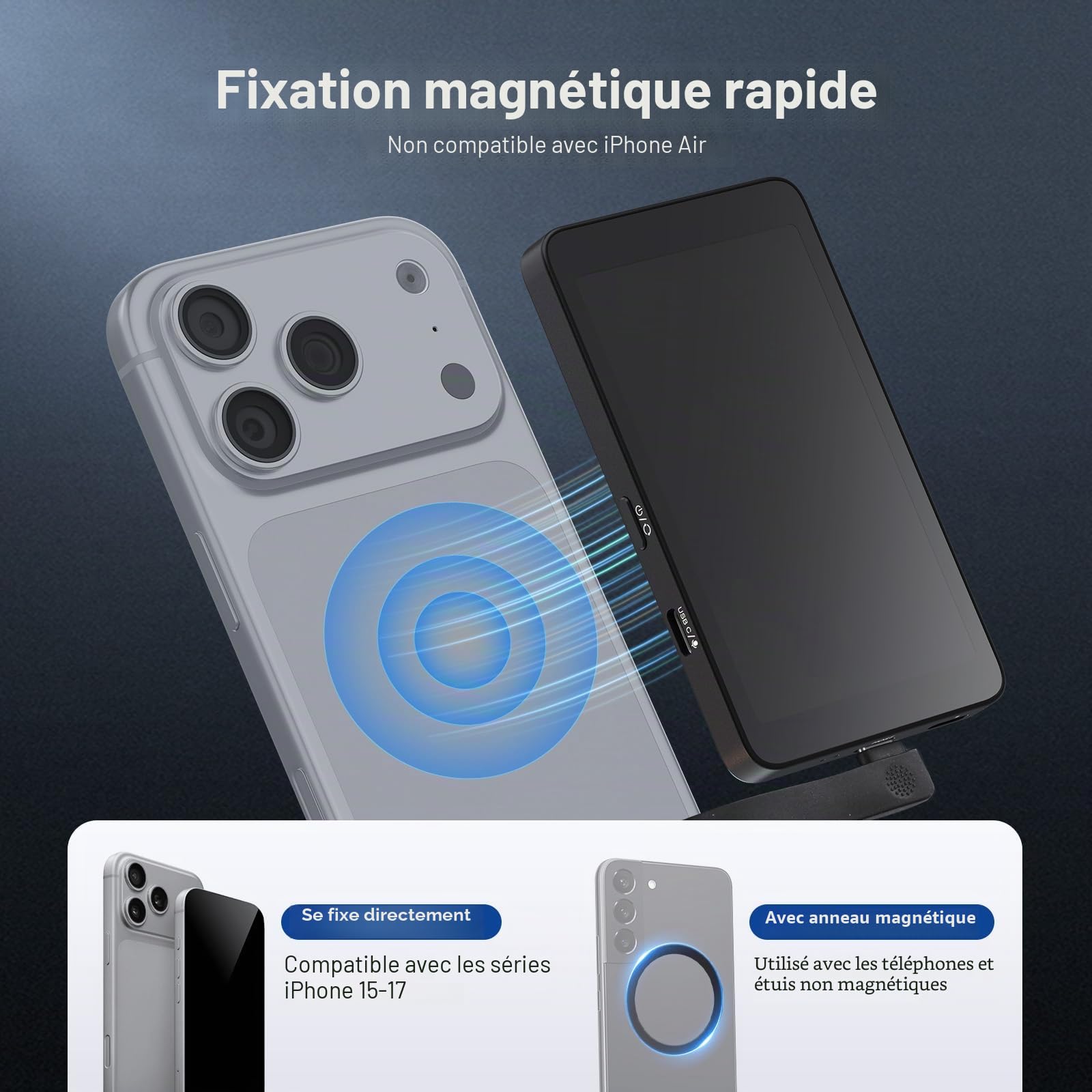NEEWER 4" Écran de Surveillance pour Selfies et Vlogs, Moniteur pour Caméra Arrière de Smartphone avec Télécommande pour Streaming Vidéo Youtube et TikTok