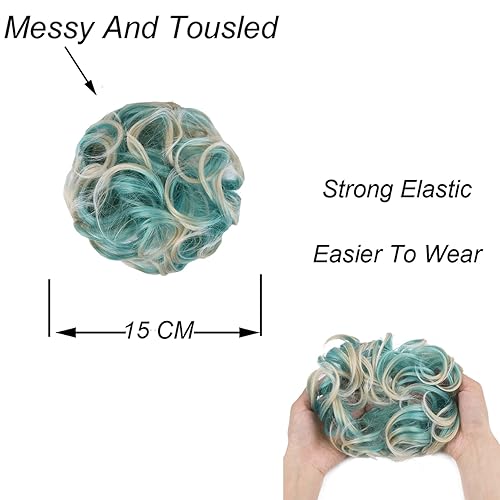 Miniatura 4 de GIRLSHOW Extensiones de cabello rizado con ondas elásticas y onduladas, extensiones de cabello rizado con cola de caballo para mujeres y niñas