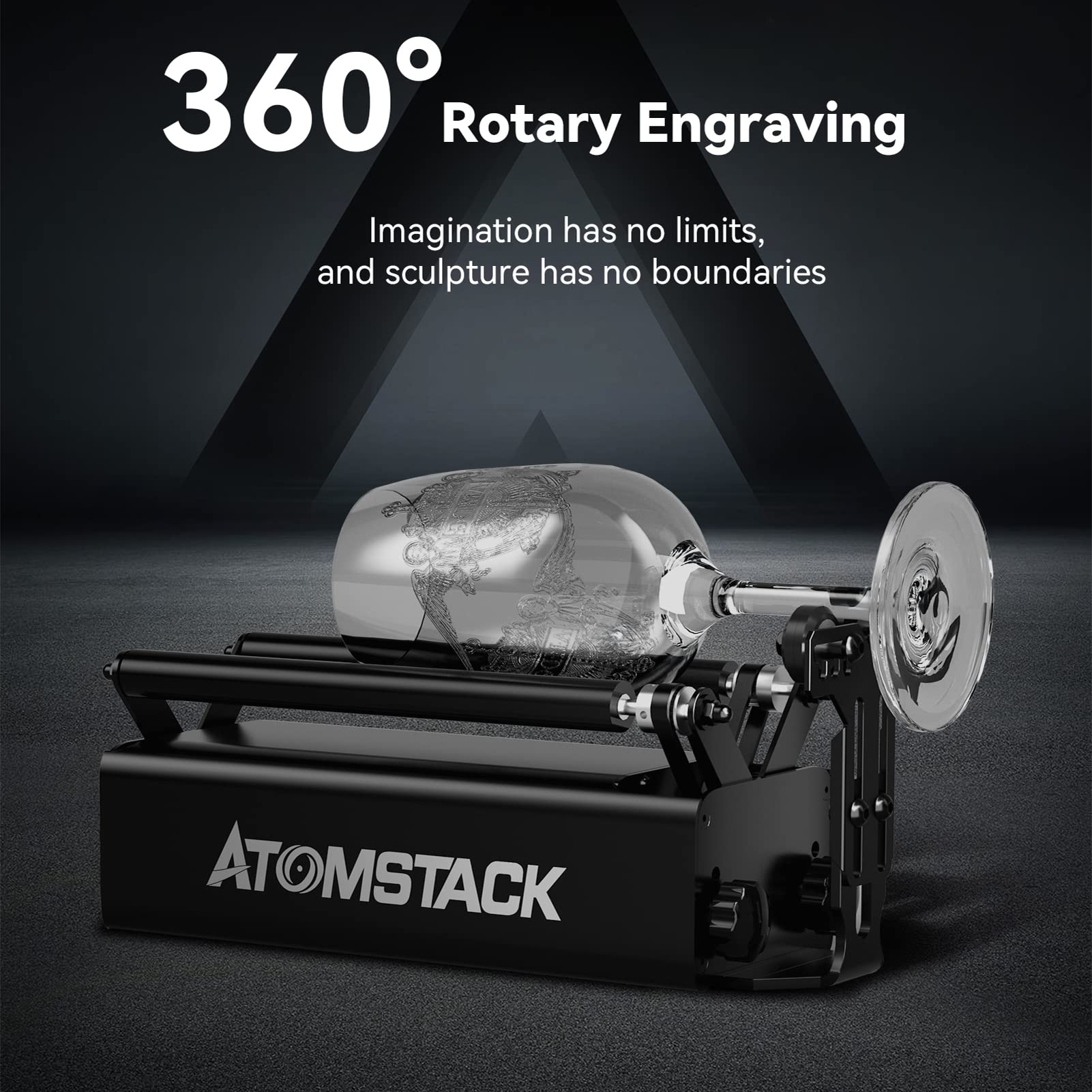 ATOMSTACK R3 PRO laserowy wałek rotacyjny, grawerowanie laserowe, rolki obrotowe osi Y, z możliwością obrotu o 360° do grawerowania obiektów cylindrycznych (4 dodatkowe kolumny podnoszące, 2 wałki