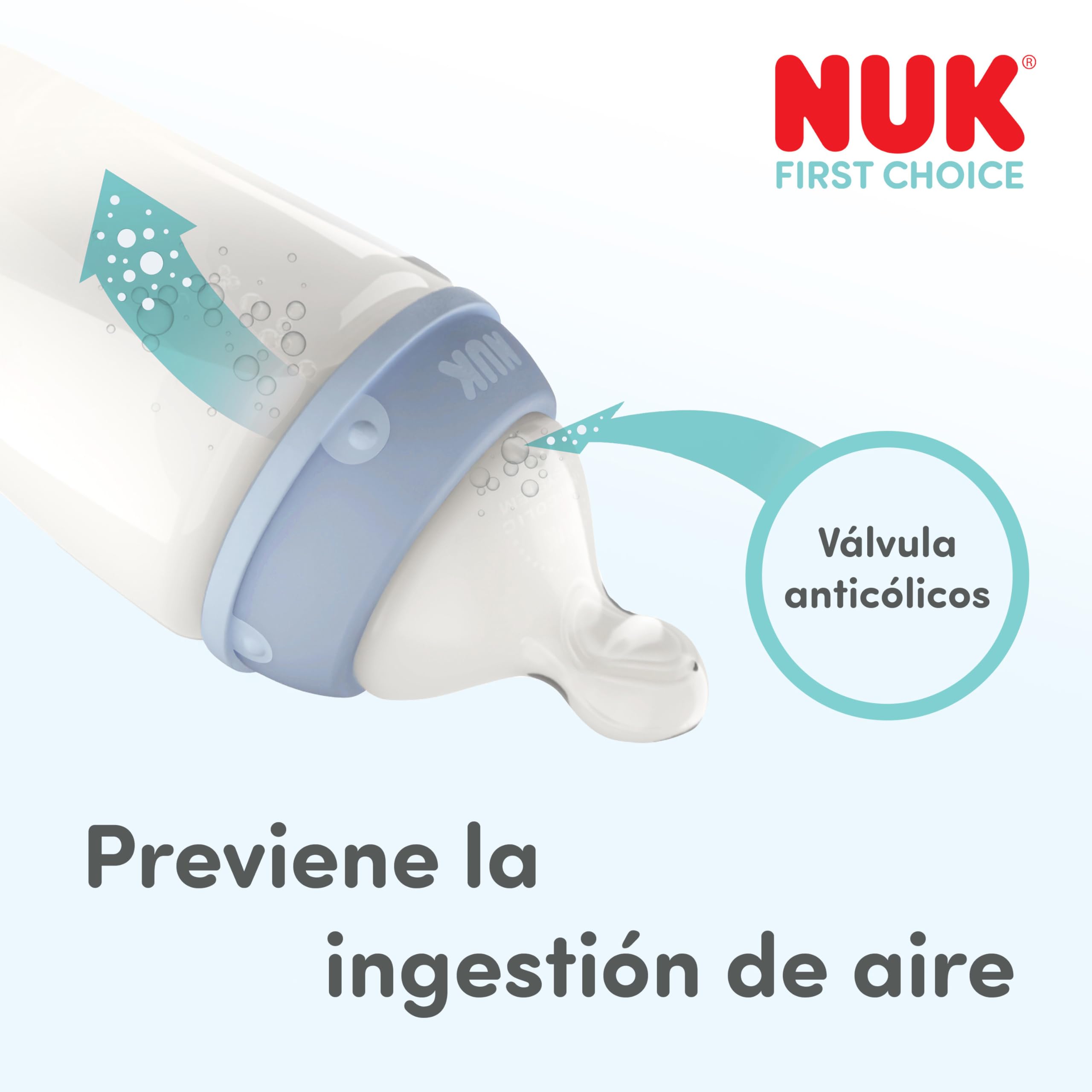 NUK First Choice Perfect Start Set de Biberones para Recién Nacidos | 0-6 Meses | 4 Anticólicos (150 ml, 300 ml), 2 Tetinas, 1 Chupete, 1 Cepillo para Biberones | Ballena | 8 Piezas