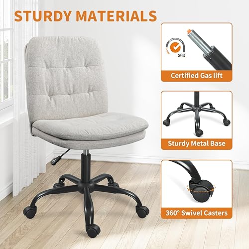 Miniatura 6 de Silla de escritorio para oficina en casa cómoda, silla cruzada sin brazos con ruedas, silla de tocador, sillas de oficina, giratorias, altura