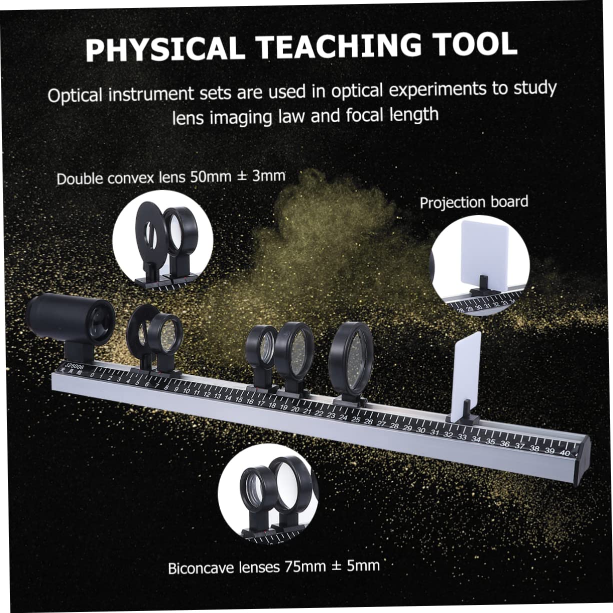 9pcs Optical Teaching Equipment Physics Experiments Concave and Convex Lens Imaging Instruments Safe Support for Classroom Learning and Storage