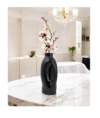 SPHINX Decorative Ceramic Vase, Flower Vase, Pampas Grass Vase, Vase for Money Plant Live Plants, Centrepiece for Home, Office, Gifts - 1 Piece, Black, Boho Jug Vase
