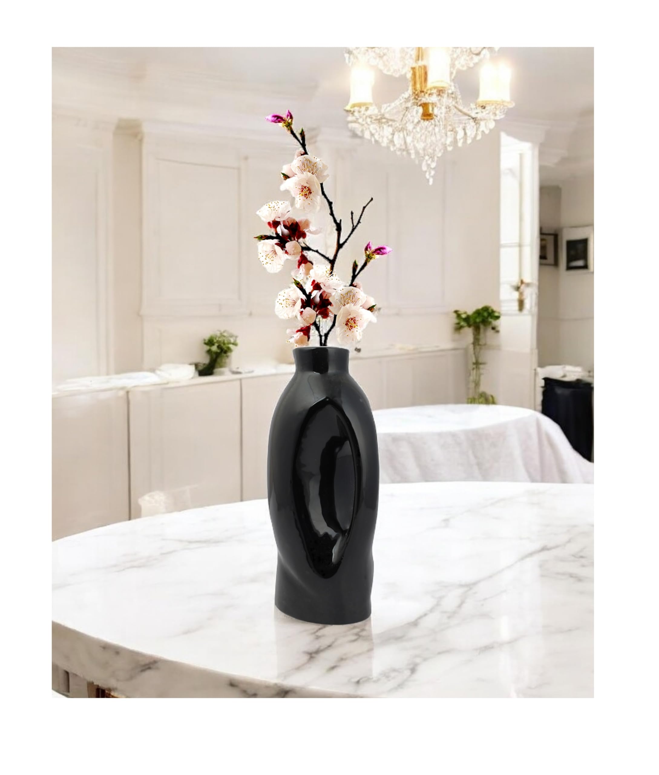 SPHINX Decorative Ceramic Vase, Flower Vase, Pampas Grass Vase, Vase for Money Plant Live Plants, Centrepiece for Home, Office,Gifts - 1 Piece, Black, Boho Jug Vase